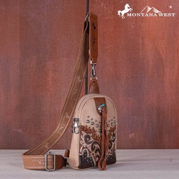Montana West Embroidered Scroll Cut-out Collection Sling Bag - Picture 8 of 15
